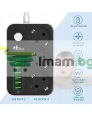 Разклонител с 3 гнезда и 6 USB порта за бързо зареждане